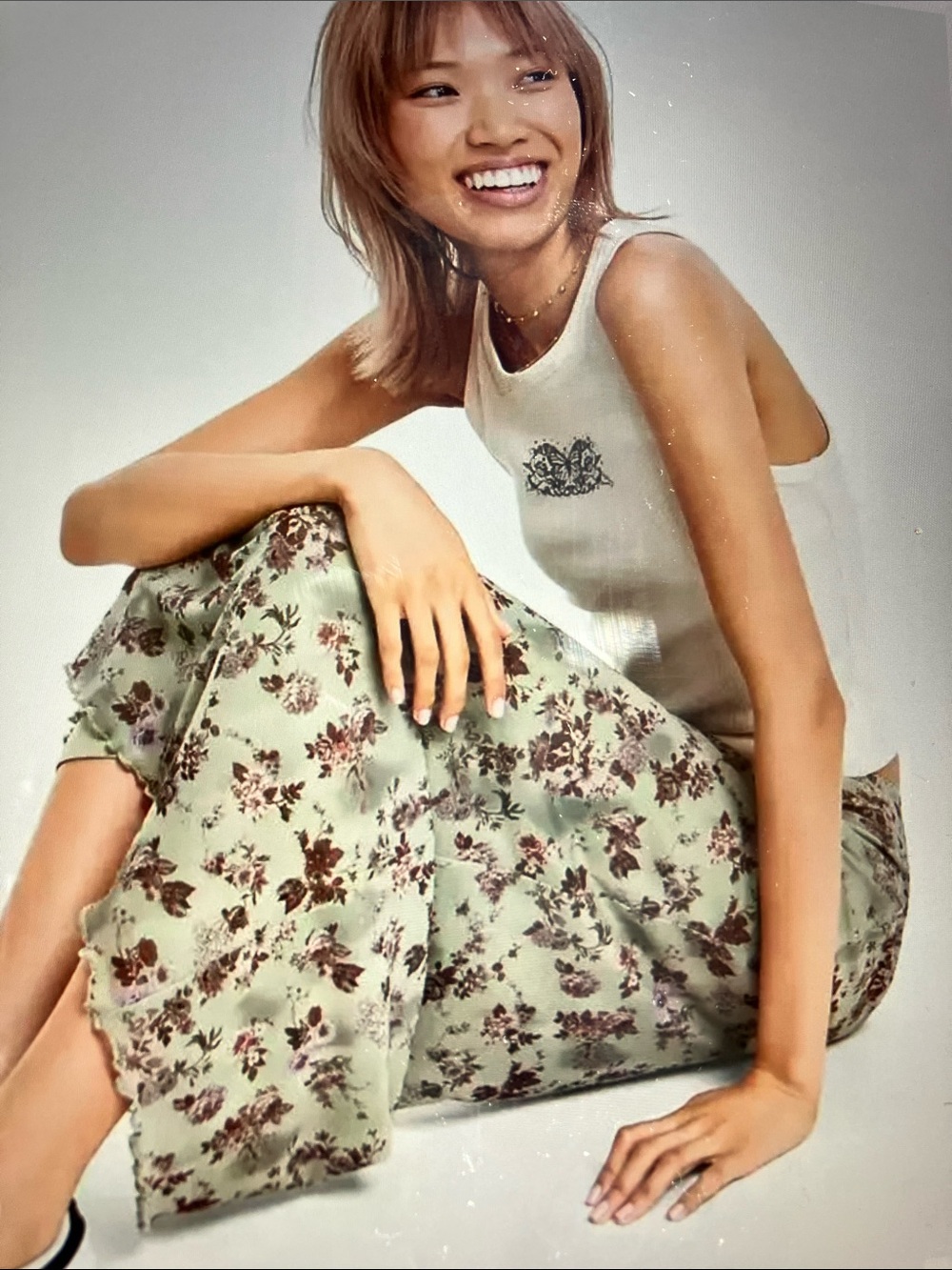 Hippie Rose Light Sage Green Tank Top